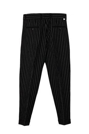 Black cotton pants with vertical white stripes PAOLO PECORA | B1281521R911
